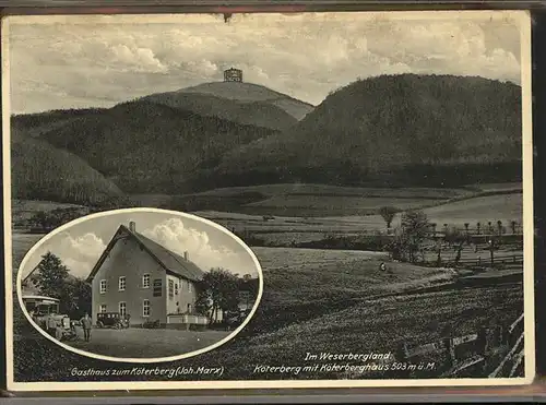 Koeterberg Gasthaus zum Koeterberg mit Oldtimer Bus Kat. Luegde