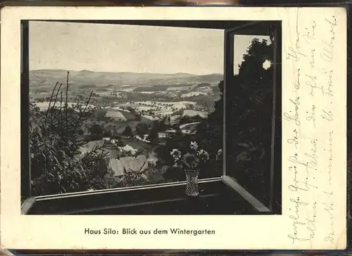 Lindenfels Odenwald Haus Silo Blick aus dem Wintergarten (Stempel) Kat. Lindenfels