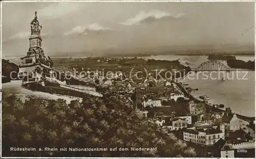 Ruedesheim Panorama mit Nationaldenkmal Niederwald Kat. Ruedesheim am Rhein