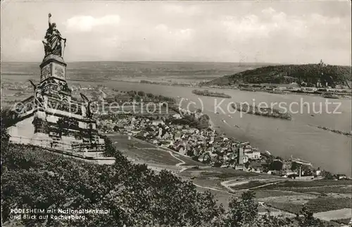 Ruedesheim Panorama mit Nationaldenkmal Niederwald Kat. Ruedesheim am Rhein
