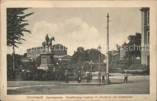 Darmstadt Paradeplatz Grossherzog Ludwig IV Denkmal Hoftheater Feldpost Kat. Darmstadt