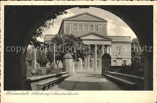 Darmstadt Blick auf das Landestheater Kupfertiefdruck Kat. Darmstadt