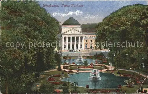 Wiesbaden Neues Kurhaus Teich Brunnen Feldpost Kat. Wiesbaden