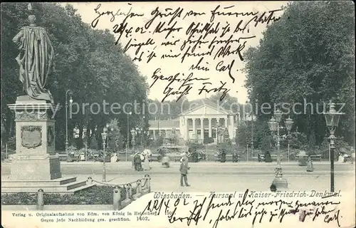 Wiesbaden Kursaal und Kaiser Friedrich Denkmal Kat. Wiesbaden