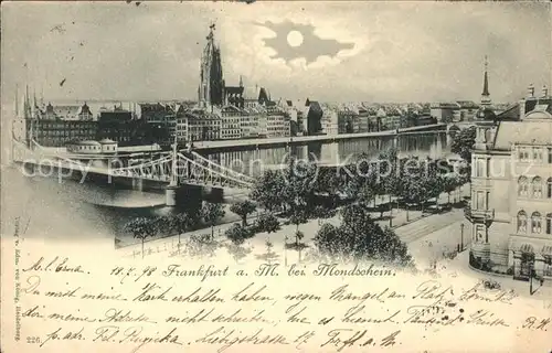 Frankfurt Main Blick ueber die Stadt bei Mondschein Dom Mainbruecke Kat. Frankfurt am Main