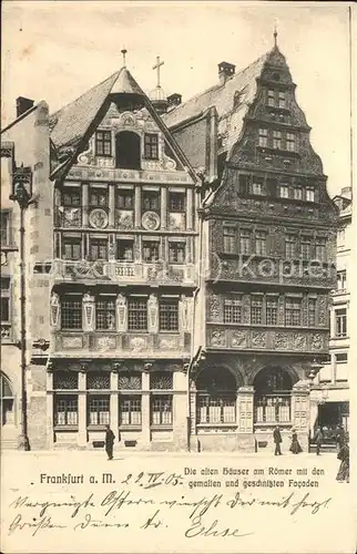 Frankfurt Main Alte Haeuser am Roemer mit gemalten und geschnitzten Fassaden Kat. Frankfurt am Main