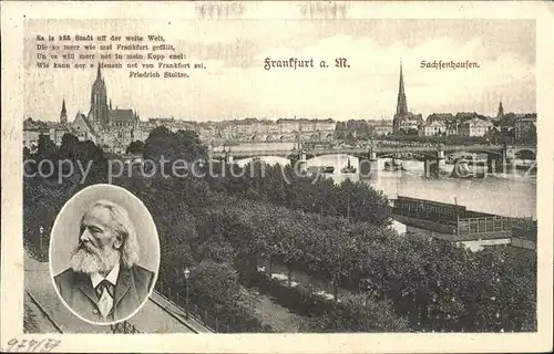 Frankfurt Main Teilansicht mit Dom Mainbruecke Schiff Sachsenhausen Gedicht Friedrich Stoltze  Kat. Frankfurt am Main