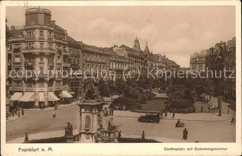 Frankfurt Main Goetheplatz mit Gutenbergdenkmal Kupfertiefdruck Kat. Frankfurt am Main