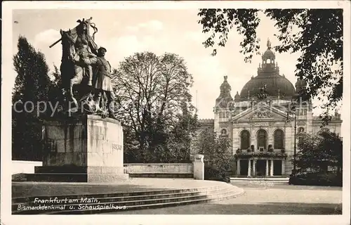 Frankfurt Main Bismarckdenkmal und Schauspielhaus Kat. Frankfurt am Main