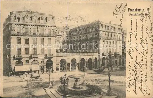 Frankfurt Main Grand Hotel Frankfurter Hof Brunnen Pferdekutsche Kat. Frankfurt am Main