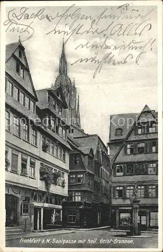 Frankfurt Main Saalgasse mit Heiliggeist Brunnen Bromsilber Imitation Kat. Frankfurt am Main