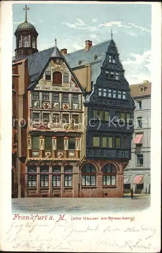 Frankfurt Main Alte Haeuser am Roemer mit gemalten und geschnitzten Fassaden Kat. Frankfurt am Main