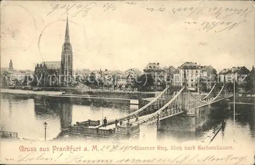 Frankfurt Main Eisener Steg Blick nach Sachsenhausen Main Kirche Kat. Frankfurt am Main