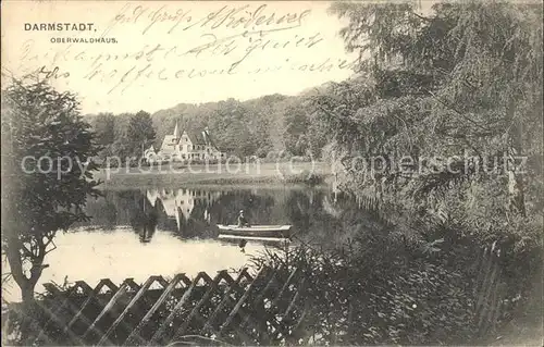 Darmstadt Oberwaldhaus Steinbruecker Teich Boot Kat. Darmstadt