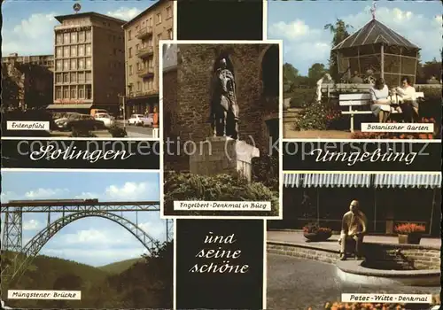 Solingen Entenpfuhl Botanischer Garten Peter Witte Denkmal Engelbert Denkmal in Burg Muengstener Bruecke Eisenbahnbruecke Tal der Wupper  Kat. Solingen