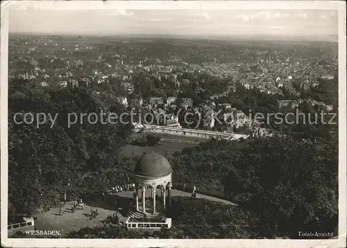 Wiesbaden Totalansicht mit Tempel auf dem Neroberg Opelbad Kat. Wiesbaden