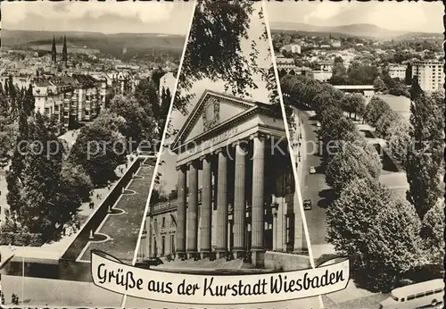 Wiesbaden Stadtblick vom Bahnhofsturm Kurhaus Kat. Wiesbaden