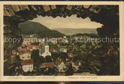 Lindenfels Odenwald Ausblick von der Burg Kirche Hoehenluftkurort "Perle des Odenwaldes" Feldpost Kat. Lindenfels