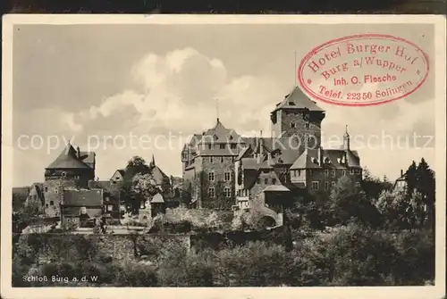 Burg Wupper Schloss Stempel Hotel Burger Hof Bergisches Land Kat. Solingen