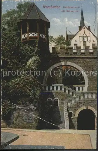 Wiesbaden Heidenmauer mit Roemertor Kat. Wiesbaden