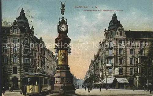 Frankfurt Main Kaiserstrasse Manskopfs Uhrturm Strassenbahn Kat. Frankfurt am Main