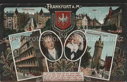 Frankfurt Main Kaiserstrasse Zeil Eschenheimer Turm Goethe Haus Friedrich Stoltze Portraet Gedicht Wappen Kat. Frankfurt am Main