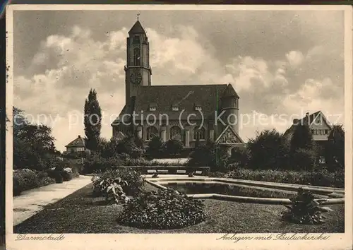 Darmstadt Anlagen mit Pauluskirche Kat. Darmstadt