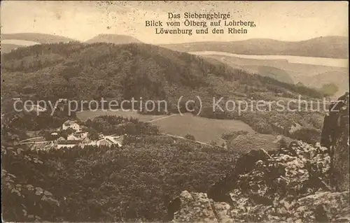 Koenigswinter Blick vom oelberg auf Lohrberg Loewenburg und Rhein Siebengebirge Kat. Koenigswinter