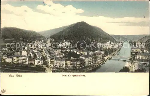 Bad Ems Blick vom Kriegerdenkmal Lahn Bruecke Kat. Bad Ems