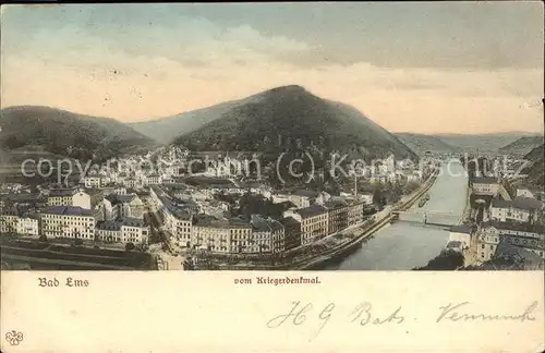 Bad Ems Blick vom Kriegerdenkmal Lahn Bruecke Kat. Bad Ems