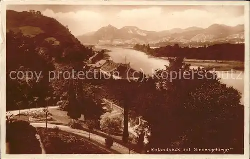 Rolandseck Blick ueber den Rhein mit Drachenfels Siebengebirge Kat. Remagen