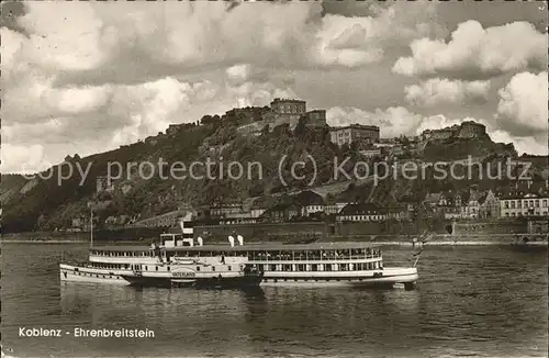 Koblenz Rhein Festung Ehrenbreitstein Faehrschiff Kat. Koblenz