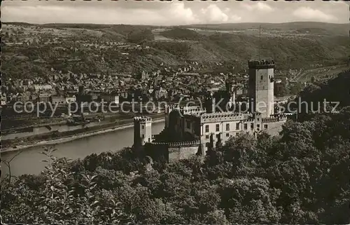 Stolzenfels Schloss Burg Panorama mit Rheinblick Kat. Koblenz