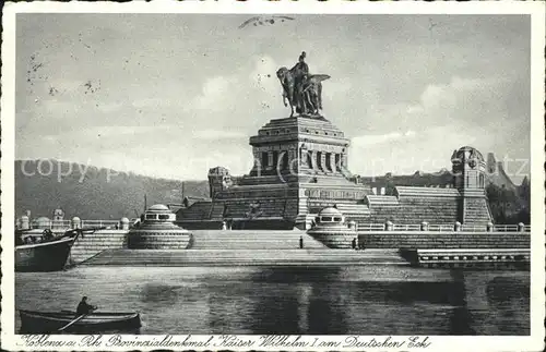 Koblenz Rhein Deutsches Eck Provinzialdenkmal Kaiser Wilhelm Reiterstandbild Mosel Kupfertiefdruck Kat. Koblenz