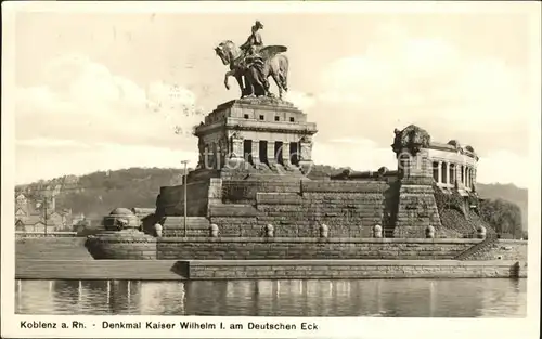 Koblenz Rhein Deutsches Eck Kaiser Wilhelm Denkmal Reiterstandbild Kat. Koblenz