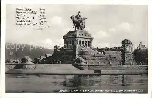Koblenz Rhein Deutsches Eck Kaiser Wilhelm Denkmal Reiterstandbild Mosel Kat. Koblenz