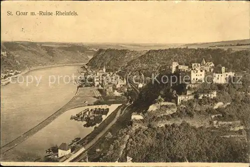 St Goar Panorama mit Burgruine Rheinfels Rhein Kat. Sankt Goar