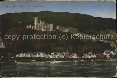 Kapellen Stolzenfels Burgruine Schloss Blick vom Rhein Feldpost Kat. Koblenz