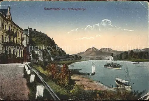 Rolandseck Uferstrasse am Rhein Dampfer Drachenfels Siebengebirge Kat. Remagen
