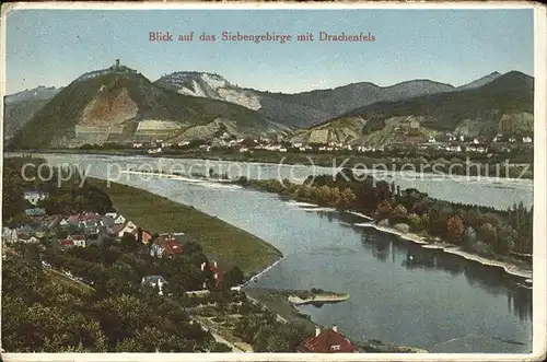 Koenigswinter Blick auf das Siebengebirge mit Drachenfels Burgruine Rheininsel Kat. Koenigswinter