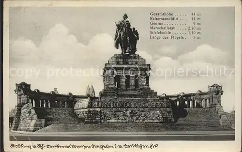 Koblenz Rhein Deutsches Eck Kaiser Wilhelm Denkmal Reiterstandbild Kat. Koblenz