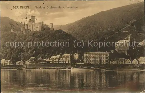 Kapellen Stolzenfels Schloss Blick vom Rhein Kat. Koblenz