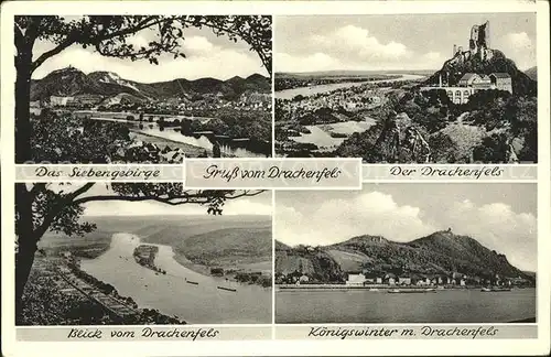 Koenigswinter Siebengebirge Drachenfels Rhein Ortsansicht Kat. Koenigswinter