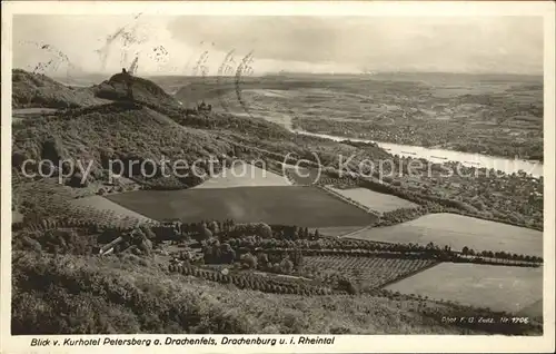 Koenigswinter Blick auf Drachenfels und Drachenburg im Rheintal Kat. Koenigswinter