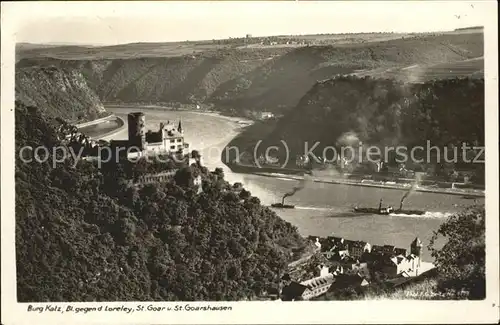 St Goarshausen Burg Katz mit Loreley Kat. Sankt Goarshausen