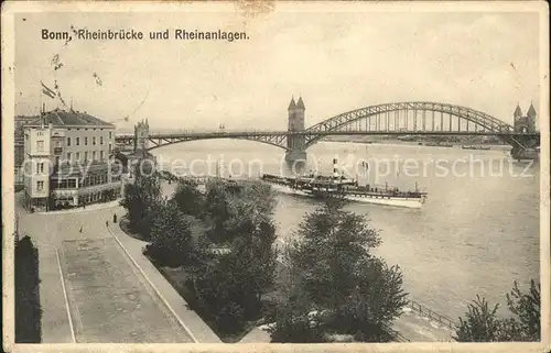 Bonn Rhein Rheinbruecke und Rheinanlagen / Bonn /Bonn Stadtkreis