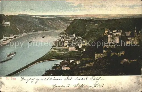 St Goar Panorama mit Burg Rheinfels Kat. Sankt Goar