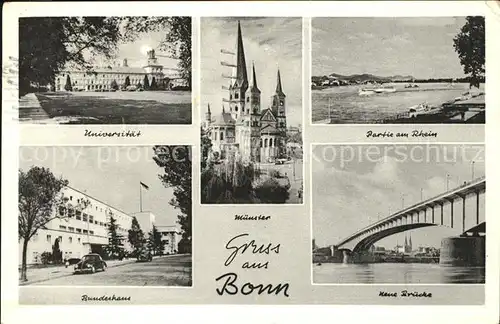 Bonn Rhein Universitaet Rheinpartie Bundeshaus Neue Bruecke / Bonn /Bonn Stadtkreis