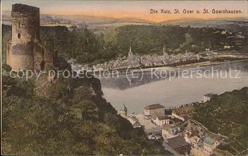 St Goarshausen Burg Katz mit Rheinblick Kat. Sankt Goarshausen