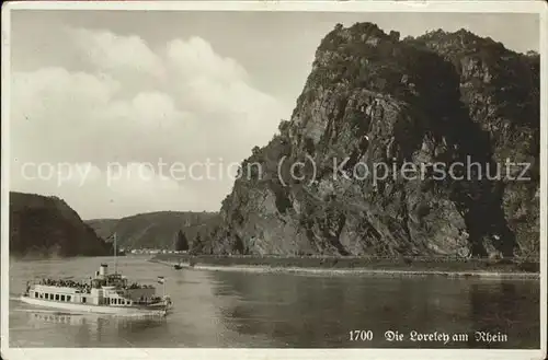 St Goarshausen Loreleyfelsen Rheinschiff Kat. Sankt Goarshausen